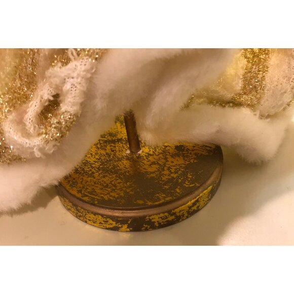 Vintage Porcelain Standing Angel with White Feather Wings & Gold Gown 14 Inches - Picture 11 of 12